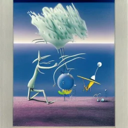 sureal landscape in microcosm with planktonic creatures by yves tanguy and dr seuss