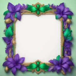 Frame in the colors of Mardi Gras green and purple on a light background to remove