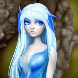 Sea Elf Maormer Queen with white hair and blue skin