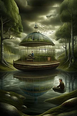 mystical worlds, optical illusion by Erik Johansson and Igor Morski and Loui Jover, intricate details, fantasy, beautiful, award winning photography, fantastic view, crisp quality, misty glow, light reflections, deep colours, sunrays shining through dramatic clouds, volumetric lighting, polished, masterful surrealism, cel-shaded, high definition