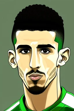 Ryan Ait Nouri Algerian soccer player cartoon 2d