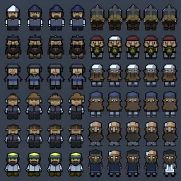 sprite sheet character, rimworld style