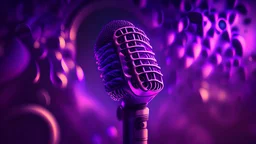 a huge microphone, purple tones, dreamy, psychedelic, 4k, sharp focus