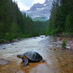 turtle and mountain river