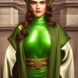 ultra detailed fullbody portrait of beautiful busty Padmé Amidala , wearing skintight Green costume, extremely detailed digital painting, intrincate, extremely detailed smiling face,crystal clear Big Green eyes, in the style of Robert E Howard , mystical colors , perfectly centered image, perfect composition, rim light, beautiful lighting,8k, stunning scene, raytracing