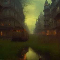 turin by Jeremy mann, point perspective,intricate detail,john atkinson Grimshaw