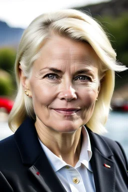 Liberal politician of norway with blonde hair middle length