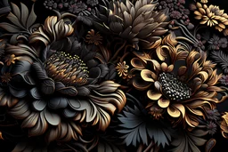 a stunningly realistic wood decorative with many silver golden flowers background, 3d render, octane render, intricately detailed, cinematic, trending on art station, Isometric, Centered hyperrealistic cover photo awesome full color, dark, gritty, realistic, intricate. high definition,