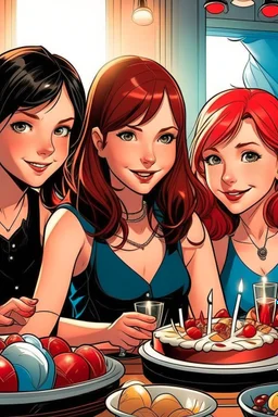 doğum günü kutlayan 3 kız