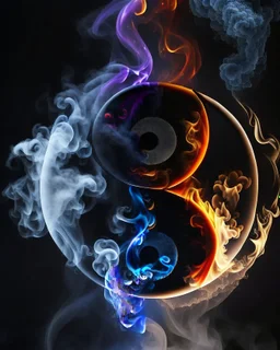 Yin Yang smoke art, Hyperrealistic stunning Master piece, sharp wide lense, Cinematic Lighting, Electric Colors, highly detailed, sharp focus, smooth, mystical colors, beautiful Lighting, 32k, stunning scene, epic, intricate, smooth, Greg Rutkowski, cel-shaded, 16k resolution, 8k 3D, 64 Megapixels, 8k3d, Ultra-HD, Adobe RGB, 4D, Dichromatism, 360 Panorama, DSLR,Ultra HD, 32k, rendered in Cinema 4D