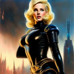 Drawing of beautiful face,'beautiful,Busty blonde Mags Black(fallout4)',intense stare, ancient skintight armor, balanciaga fashion clothe painting by gaston bussiere, greg rutkowski, yoji shinkawa, yoshitaka amano, tsutomu nihei, donato giancola, tim hildebrandt,KyuYong Eom, Oil on canvas, cinematic composition, extreme detail,fit full head inside picture,16k