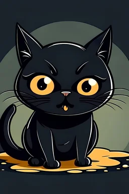 black cat hungry sad cartoon