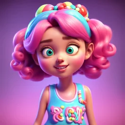 candy girl teenager, stylized 3d. pixar, cartoon