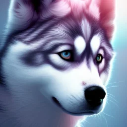 Husky, pink eyes, 8K, cinematic lighting, sharp focus, masterpiece, expert