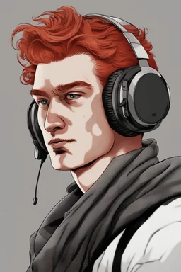 a red head man with gaming headset