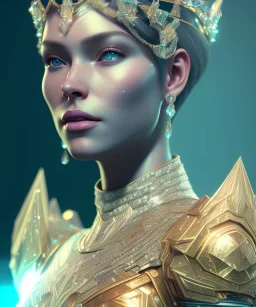 A portrait of a crystalised queen, atmospheric, realistic, unreal engine, cinematic lighting, octane render.