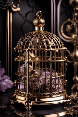 generate me an aesthetic image of perfume for Perfume Bottles in a Gilded Birdcage