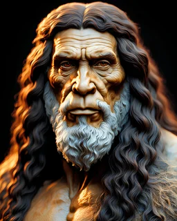 Leonardo Da Vinci como Hombre de Neandertal moderno, calidad ultra, hiperdetallado, colores contrastantes