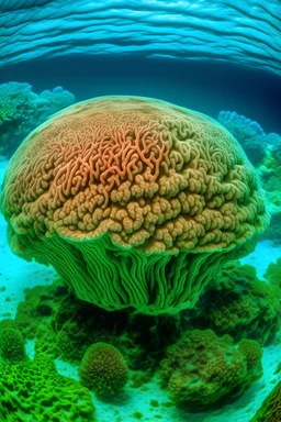coral that looks like a brain on the bottom of the ocean floor