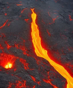 festive holiday “Christmas tree” surrounded by lava in a volcano