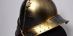 apocalypse, chaotic, magnificent, realistic, colorful, massive, epic, ray tracing, cinematic, 8k, HD, Ultra High Definition, photo film, film grain, hyper-detailed, old tarnished ornate rusty Hyper detailed Gold Gothic Medieval Knight helmet with glass visor covering face and matching whole body suit of armor, realistic proportions, no face