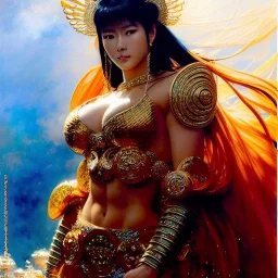 portrait beautiful face 'Mamiya-Fist of the North Star',busty,ancient metal armor balanciaga fashion clothe painting by gaston bussiere, greg rutkowski, yoji shinkawa, yoshitaka amano, tsutomu nihei, donato giancola, tim hildebrandt, oil on canvas, cinematic composition, extreme detail,fit full head inside picture,16k