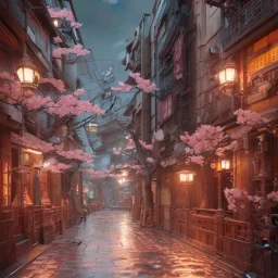 Tokyo, Japan carved from intricate wood, ornate, magical, with cotton candy cherryblossom trees, 8k resolution, high-quality, fine-detail, intricate, digital art, detailed matte, volumetric lighting, illustration, 3D octane render, brian froud, howard lyon, selina french,