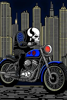 punisher sku;; city motorbike in the style of Hiroshi Nagai