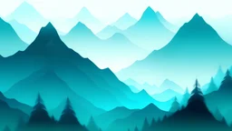 foggy teal mountains vectored