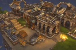 Torchlight 2 architecture made of stone and gold concept in overwatch