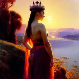 Drawing of 'busty Viking Queen',Braids,view,River, by gaston bussiere, greg rutkowski, yoji shinkawa, yoshitaka amano, tsutomu nihei, donato giancola, tim hildebrandt,oil on canvas, cinematic composition, extreme detail,fit full head inside picture,16k