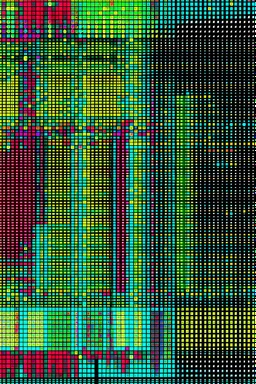 SQUARE GRID ABSTRACT LINES AND DOTS DANCING FULL COLOUR STYLE OF HIROKU OGAI