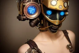 Beautiful steampunk portrait of a robot cyborg in a cyberpunk mask a