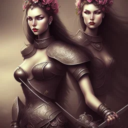 lady warrior with black top and flower