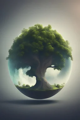 planet with a tree growing on it, concept art