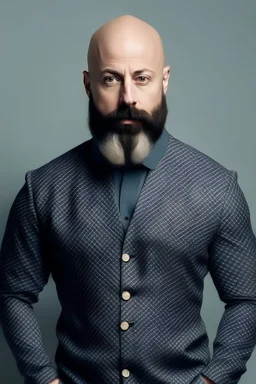 Bald guy with beard in dress