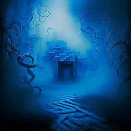 labyrinth and blue fog