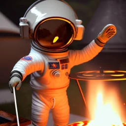 astronaut cooking marshmallows on barbecue from mars unreal engine 5, octan render