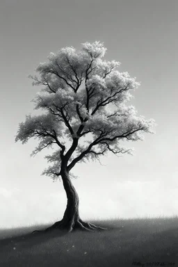 وکتور جوانه درخت سیاه سفید فانتزی