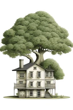 House with tree building