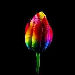 Create small colour rainbow tulip colour and colour black background