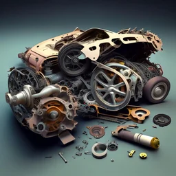 mechanical broken parts of a car