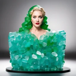 the iconic Madonna unveil a new creation made of sea glass: it is a toy, a playful womanizer innovation. she sits in a sofa for a TV Show and shows the toy, made of one long curved sea glass, to the camera. This long womanizer device is crafted entirely from sea glass, a material that whispers of hidden depths and untold stories.