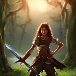 realistic, young spanish pirate girl with a sjprt sword fighing- with a giant crab metal in the forest. 3k, cinematic, gloom lights