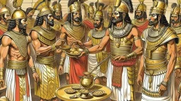 Phoenician soldiers received by the Pharaoh of Egypt for dinner