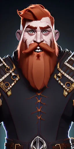 Dungeons and dragons character, warrior dwarf male, high detail, High definition, ginger braided beard, ginger long hair in a bun, wearing metal plate armor, short height, black backdrop, mustache, holding a long war axe, wearing a cloak, with short bulky body, stout, wearing shoulder plate