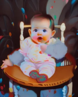 a baby in a colorful setting, disney style