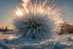 Atomic explosion, made of ice, ULTRA REALISTIC, details, intricate detail, professional lighting, film lighting, 35mm, anamorphic, lightroom, cinematography, bokeh, lens flare, film grain, hdr10, 8k, Roger Deakins, incredibly detailed, reflect, sharpen