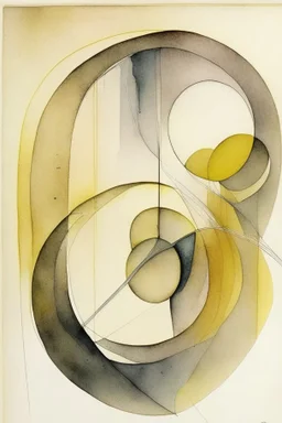 abstract watercolour by barbara hepworth and paul klee in gold and grey