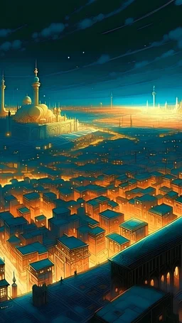 Tausend und eine Nacht Stadtbild aus horizontaler Perspektive